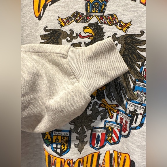 VTG Jerzees Germany Crewneck Sweatshirt Adult L 90s Reichsadler Eagle Printed - Picture 9 of 10